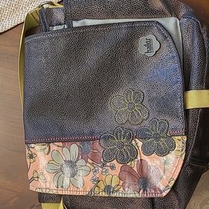 Haiku cross body messenger bag grey floral